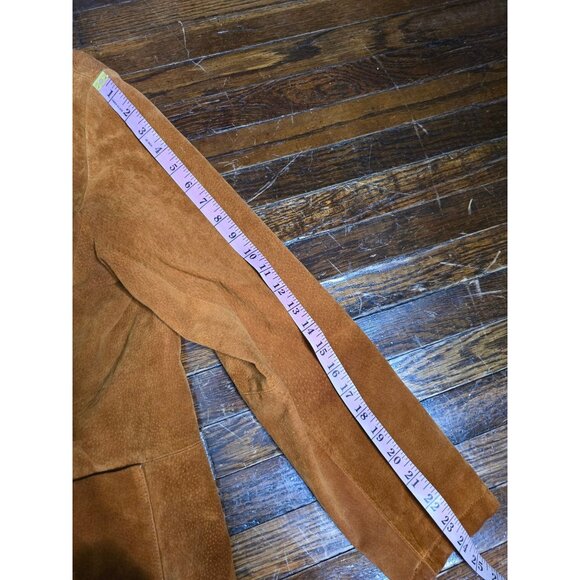 Y2K Suede Cognac Jacket Large Western Boho Cowgirl - Picture 9 of 11